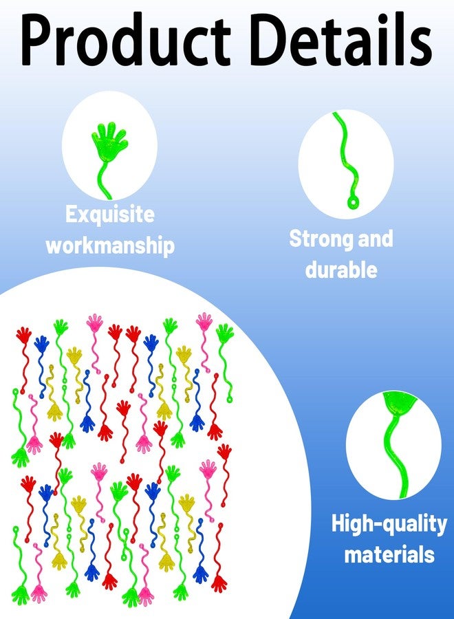 BdelrinQue 50pcs Sticky Hands for Kids, Sticky Hand Toy, Stretchy and Colorful Sticky Toys, Fun Party Favors for Birthday Parties and Classroom Rewards - Image 3